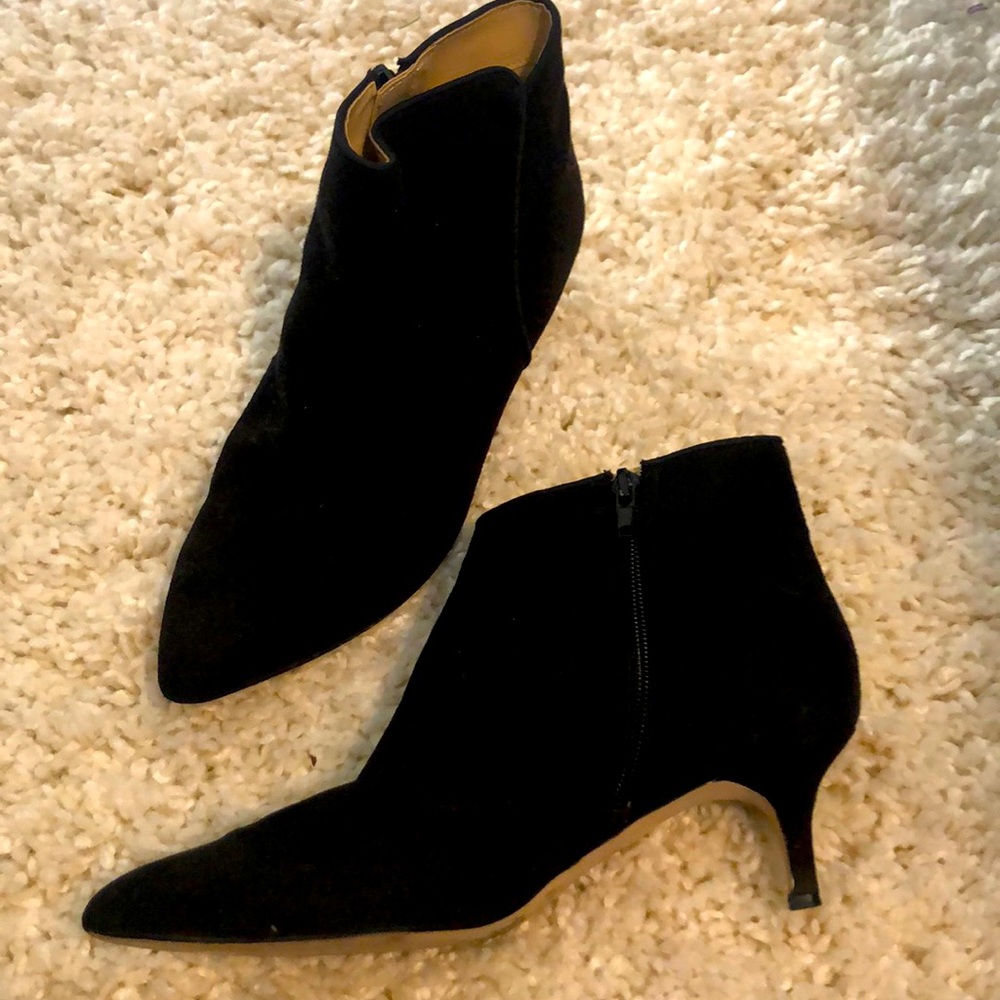 Black suede heeled boots